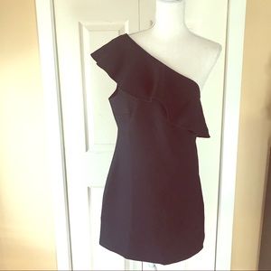 NWT - Black Riuffled one shoulder Dress